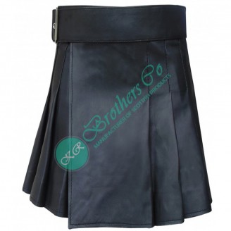 Black leather kilt with adjustable belt